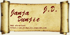 Janja Dunjić vizit kartica